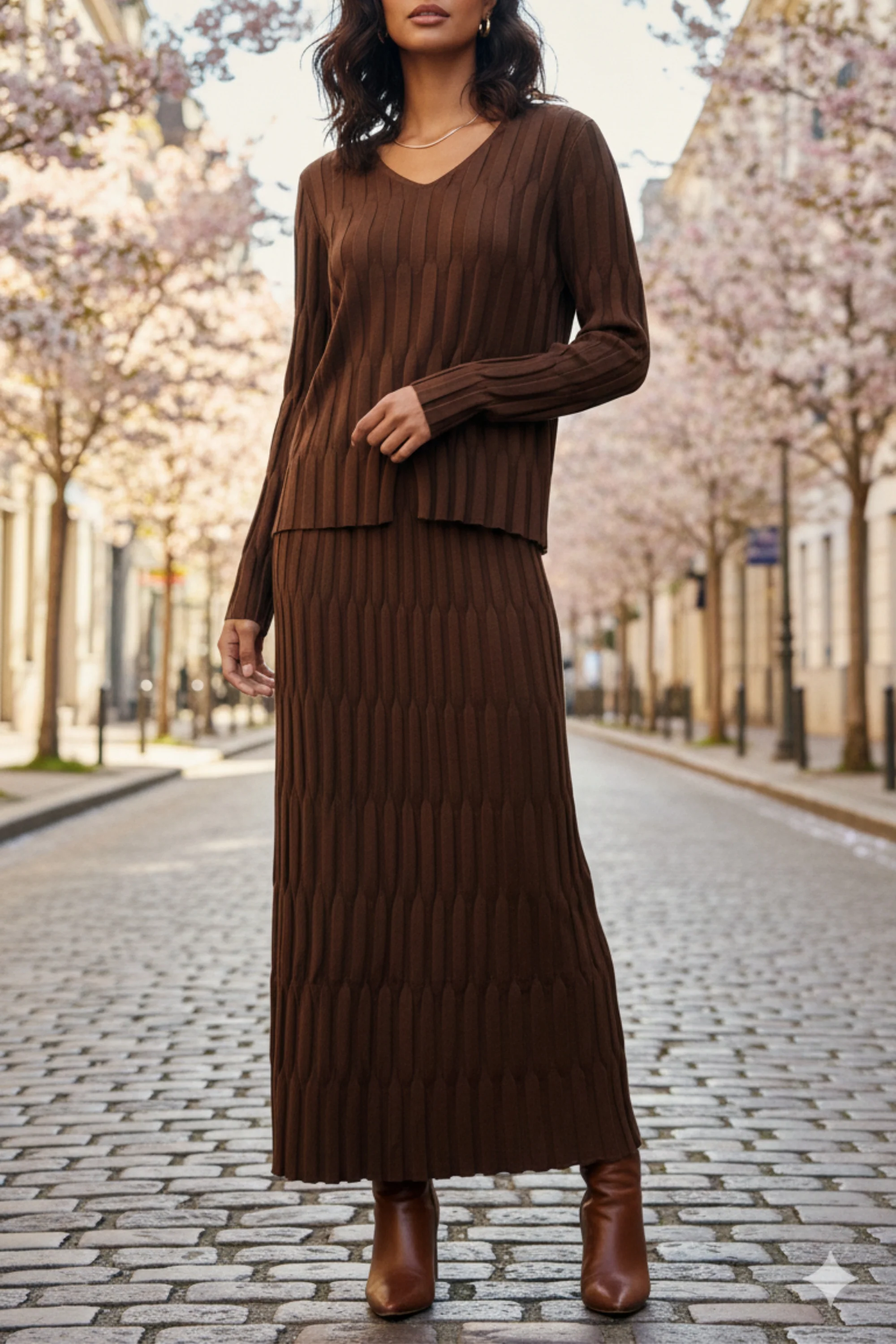 Walnut Wave Knit Skirt Co-ord Set