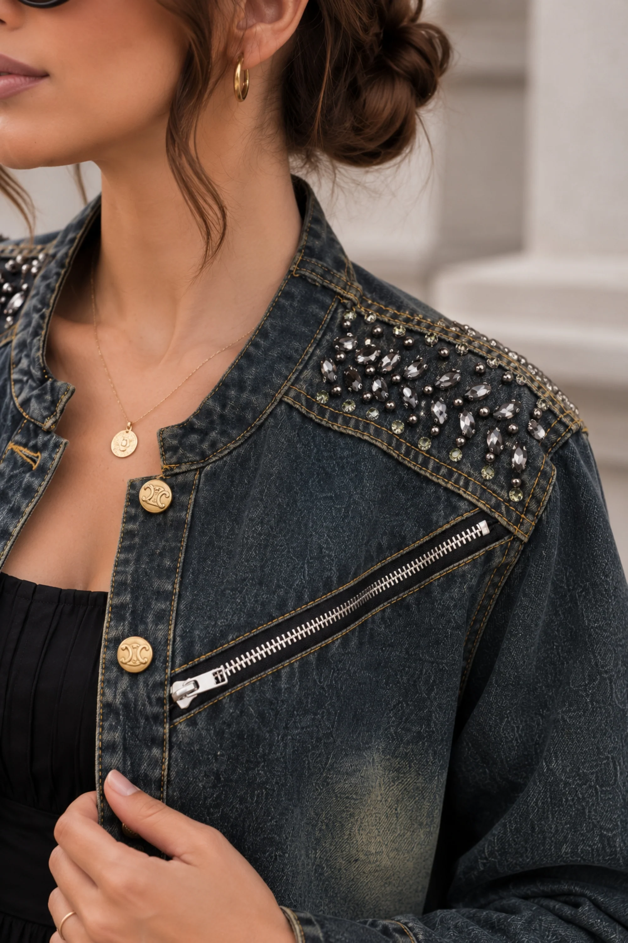Cropped Chain & Stitch Jacket