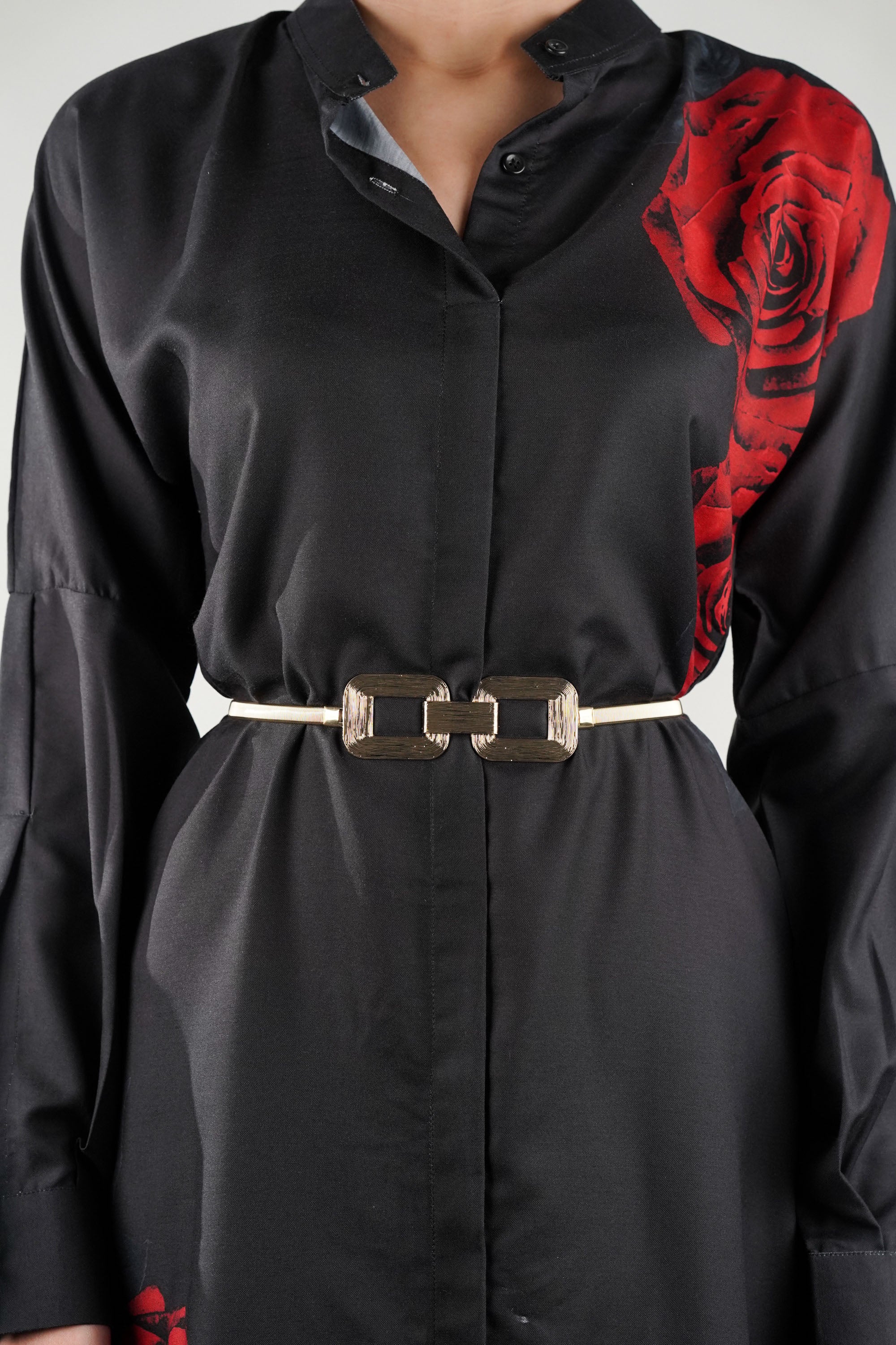 Structured Buckle Metal Stretch Belt