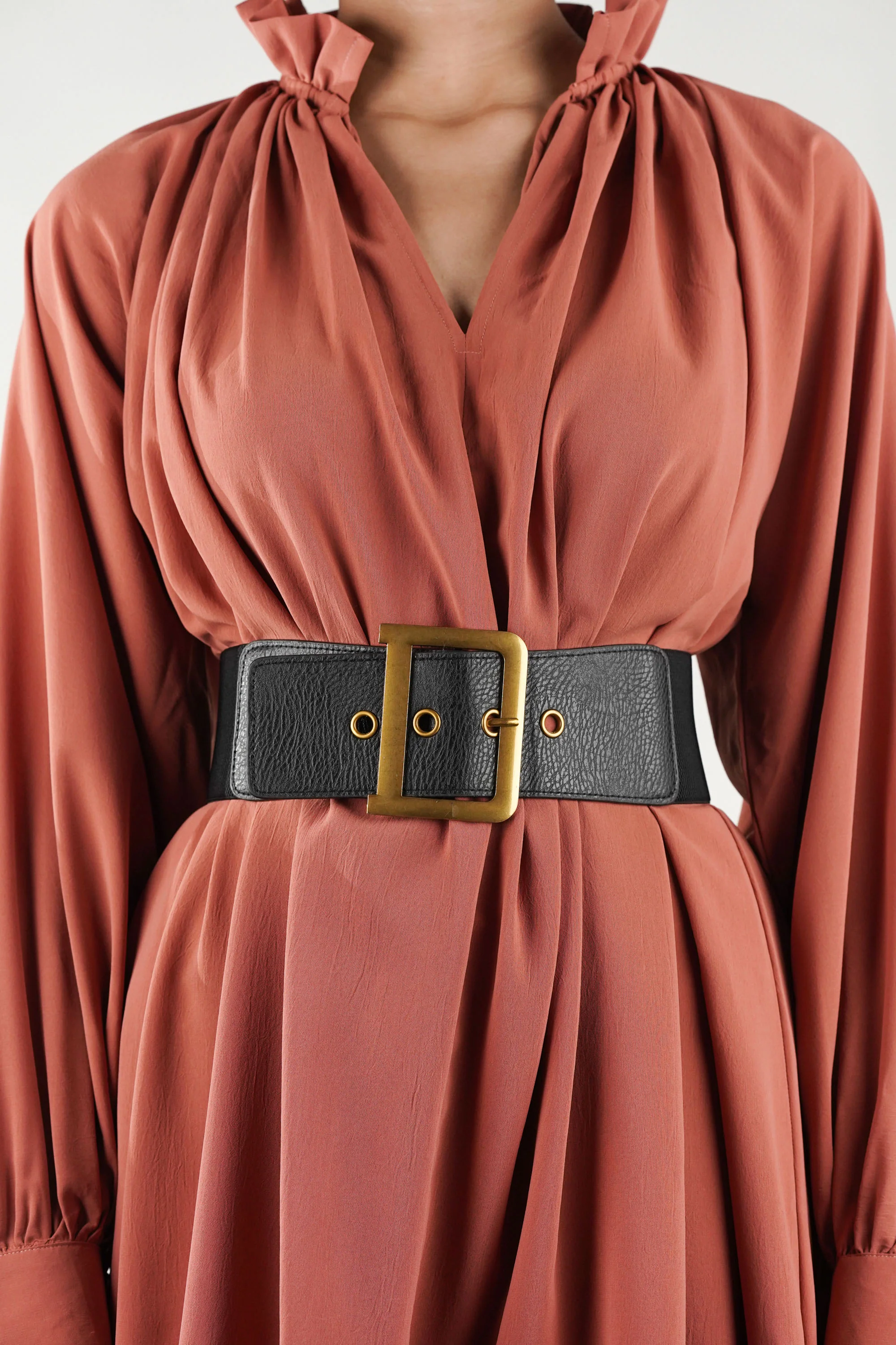 Black Leather Belt With Chunky Buckle