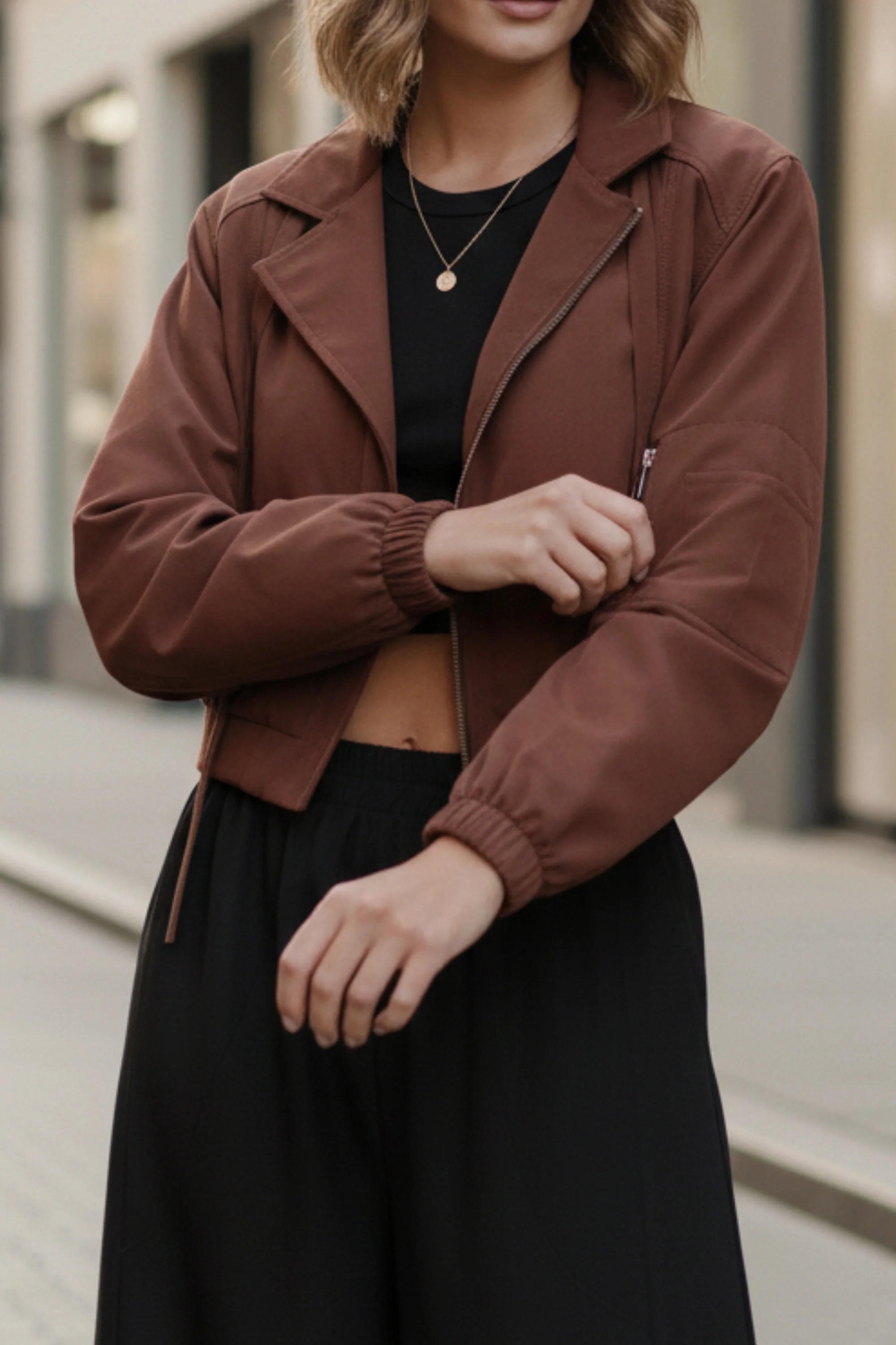 Rustique Cropped Bomber Jacket