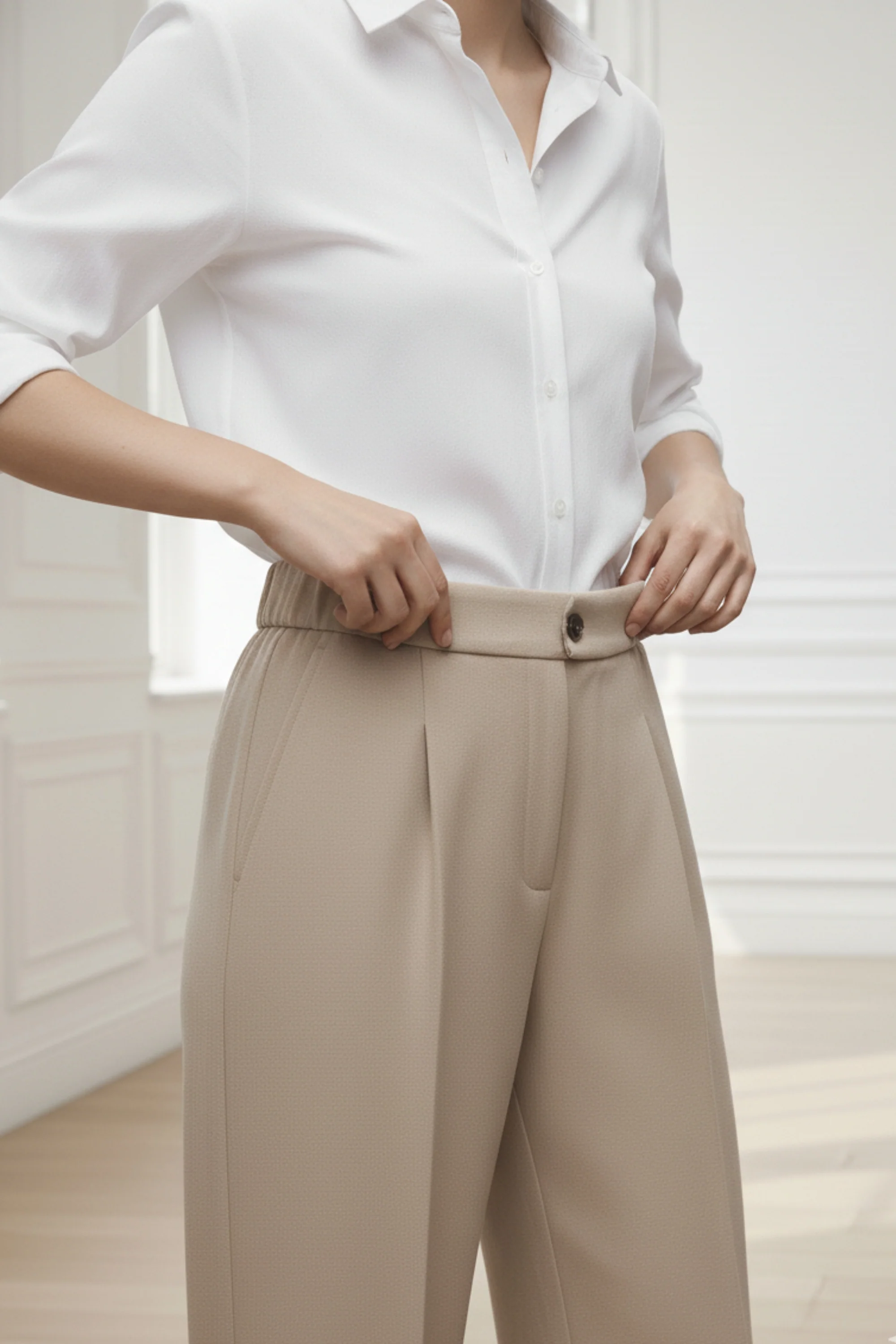 Beige Mist Wide Leg Trouser