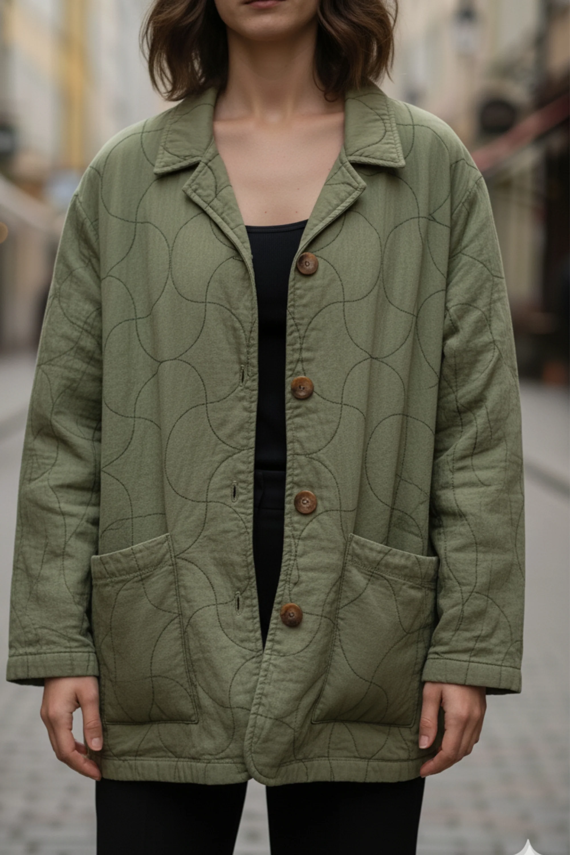 Olive Quilted Shacket