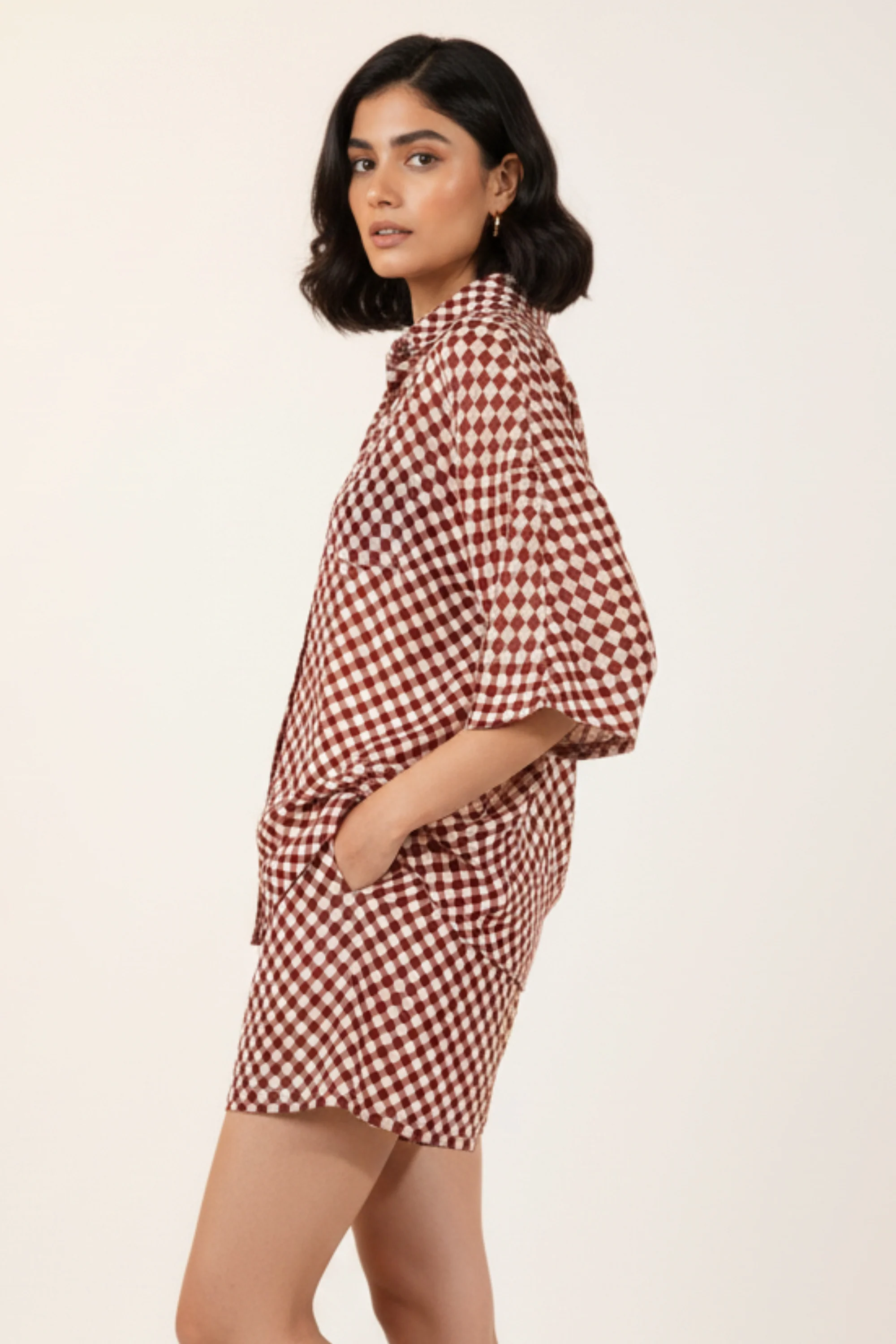 Checkered Linen Coord Set